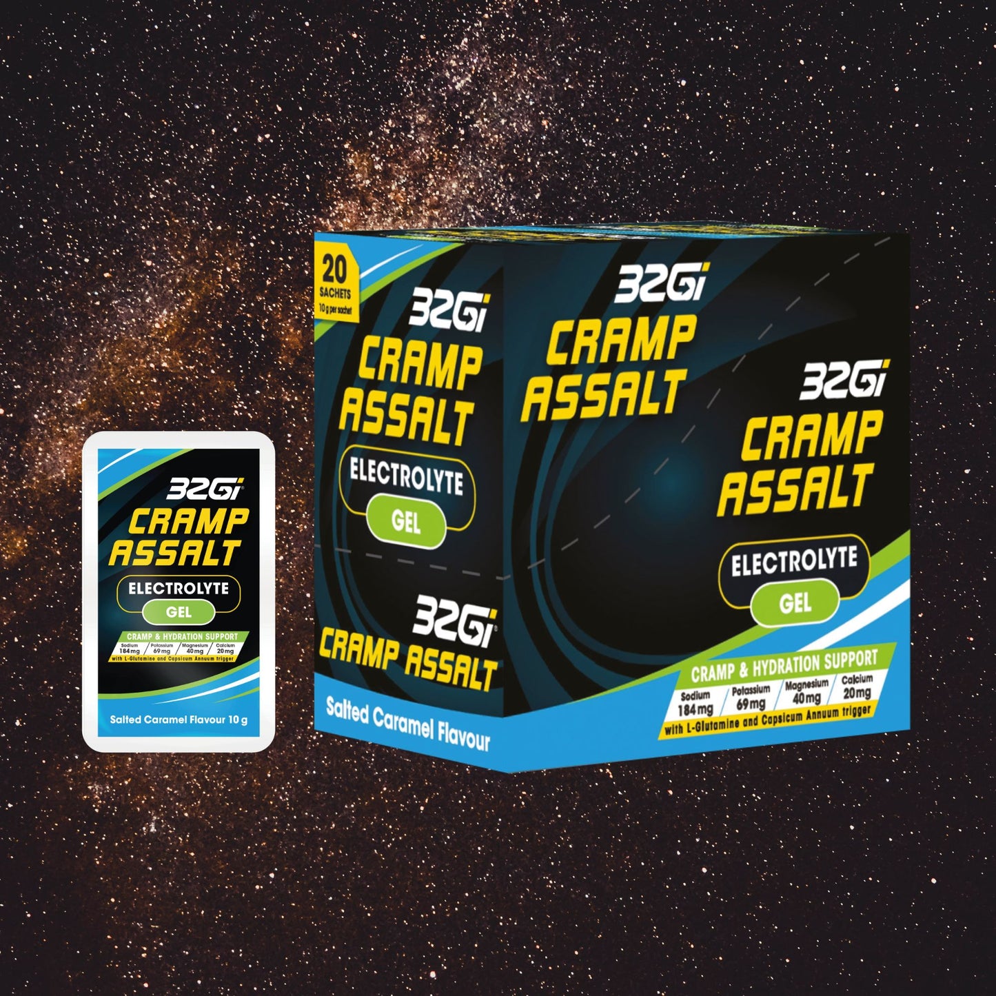 Cramp Assalt - Anti-Cramp & Electrolyte Gel. Salted Caramel (20 x 10g box)